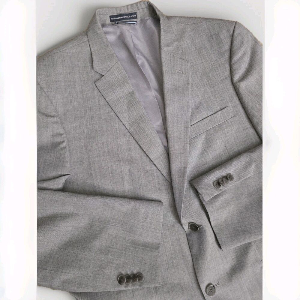 ​Tommy Hilfiger Men's Light Grey Birdseye 2-Button Blazer 42R